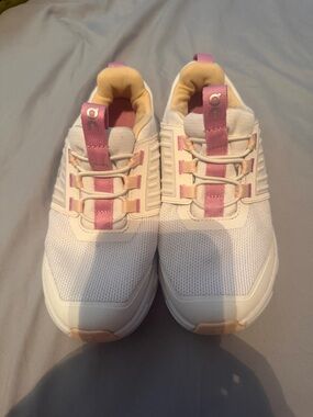 On Running White Sneakers with Pink Accents